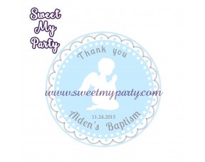 Boy Baptism stickers,Boy Christening thank you tags,(4)